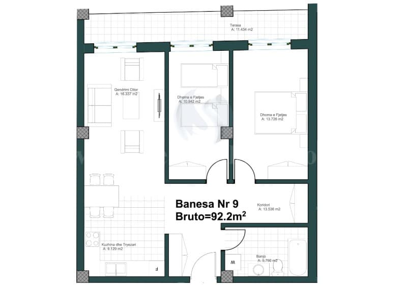 Shes banesen 92m2 kati i -II-/Prishtine — fotografia 7