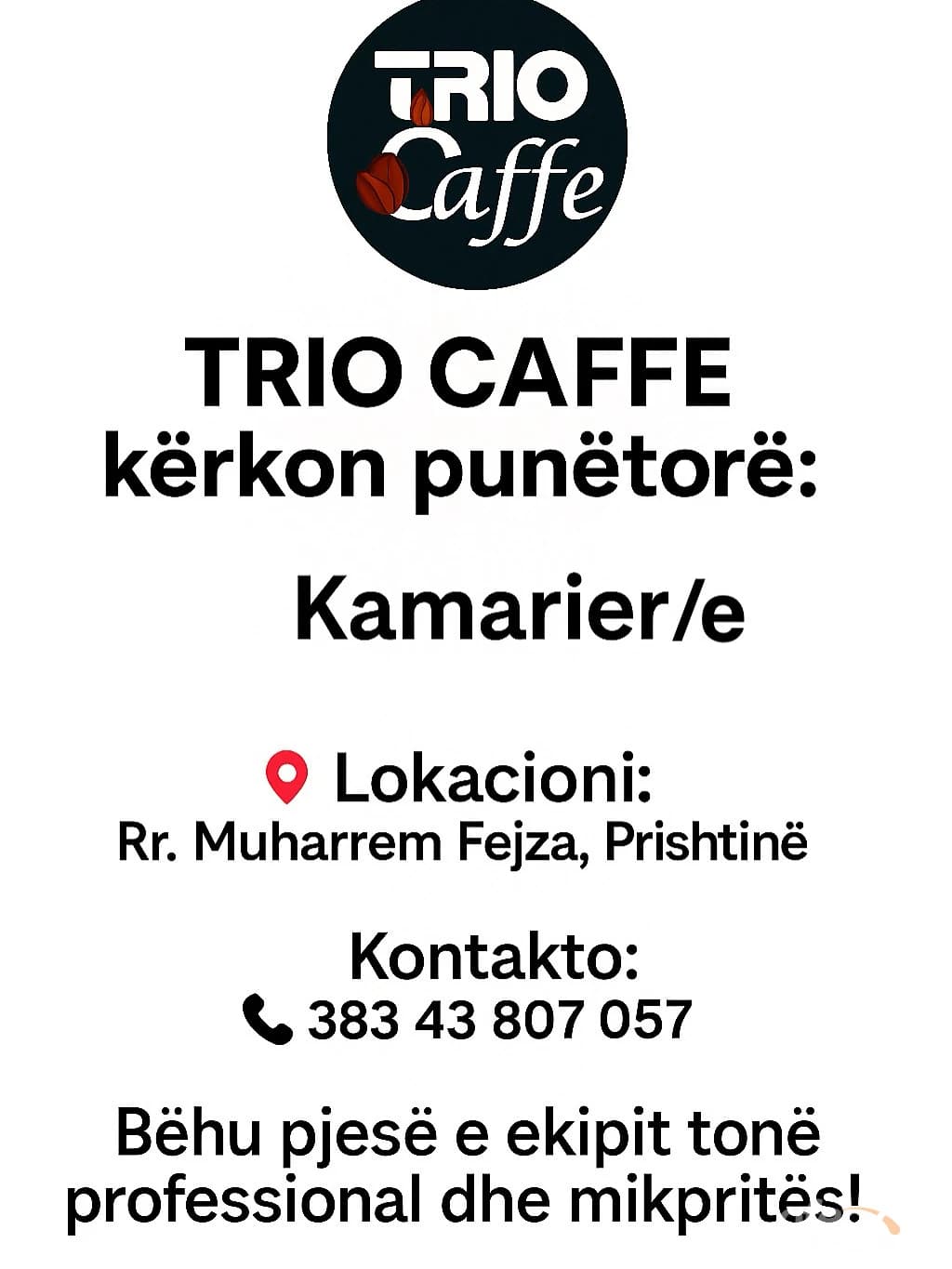 Ofroj punë për kamarier-e — fotografia 1