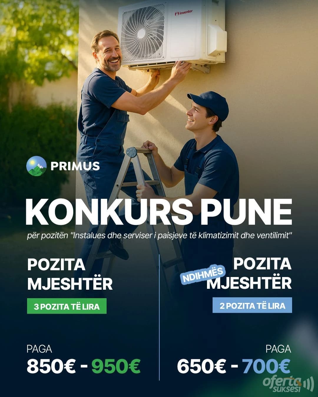 Ofroj punë për 5 punëtor-Instalues dhe serviser i paisjeve të klimatizimit dhe ventilimit — fotografia 1