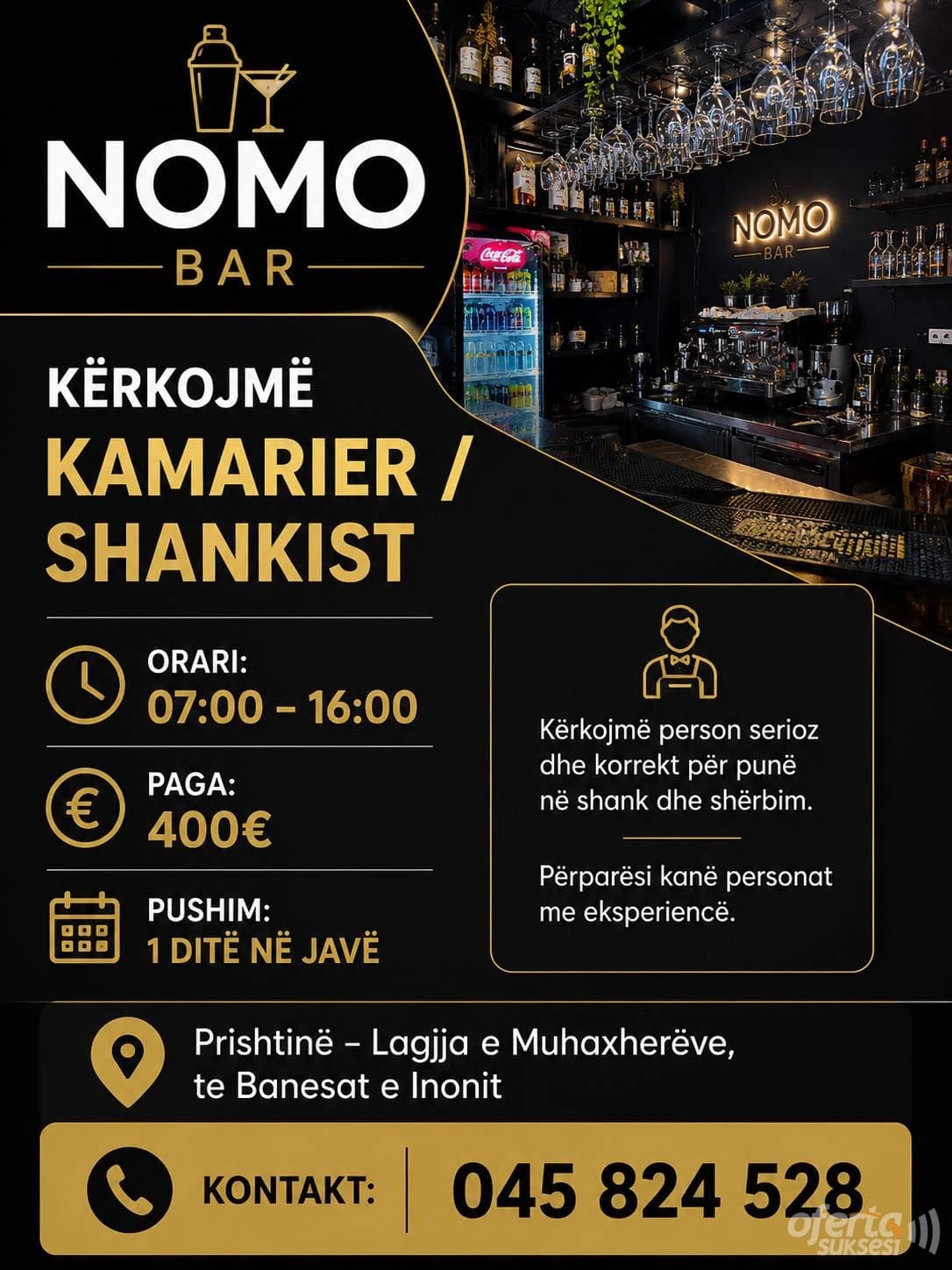 Ofroj punë për Kamarier/e, Shankist/e — fotografia 1