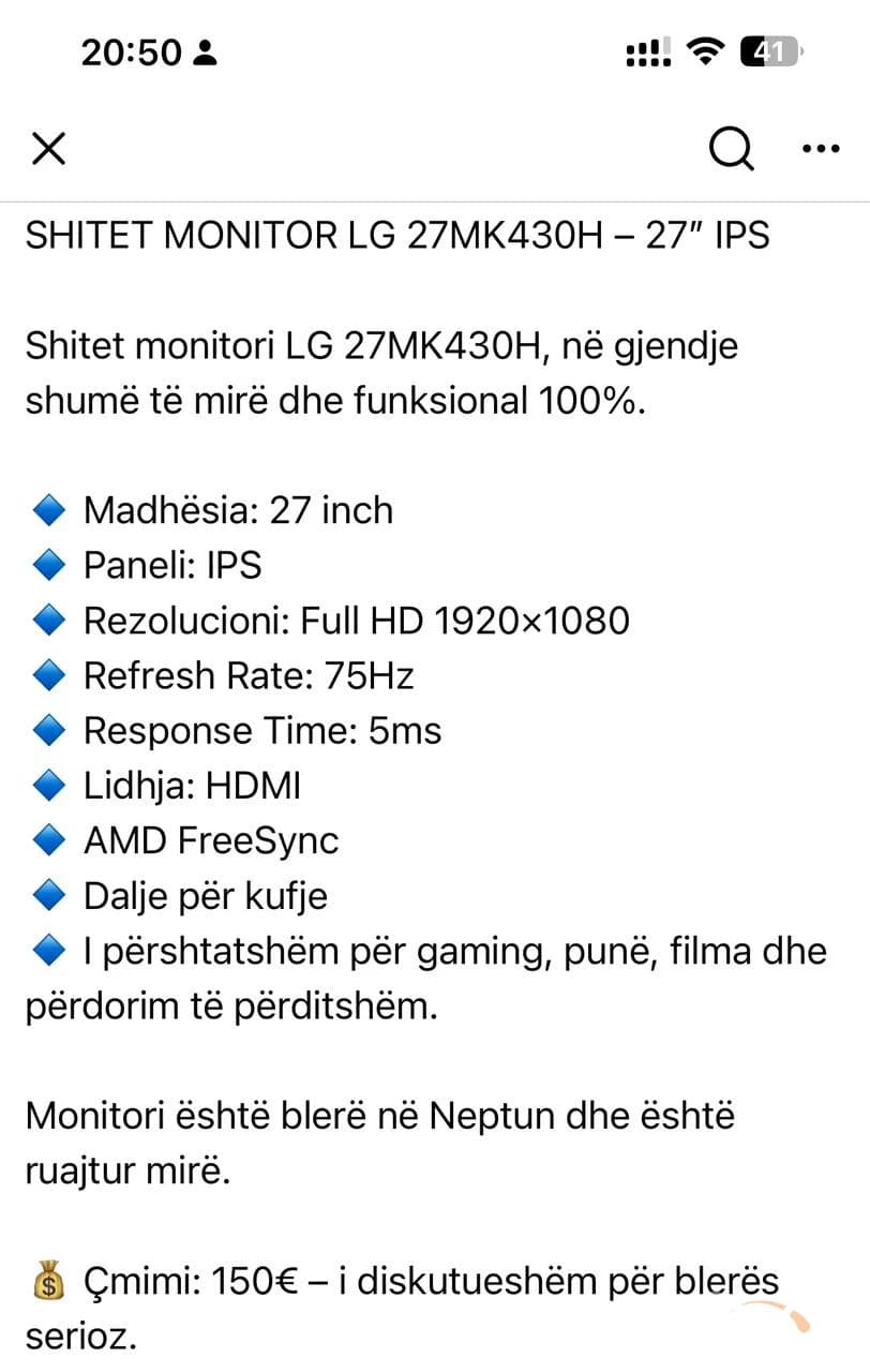 Shes monitorin LG 27MK430H-27'IPS — fotografia 3