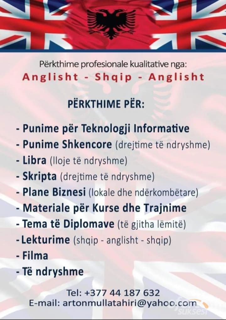 PËRKTHIME & LEKTURIME PROFESIONALE: ANGLISHT - SHQIP - ANGLISHT — fotografia 1