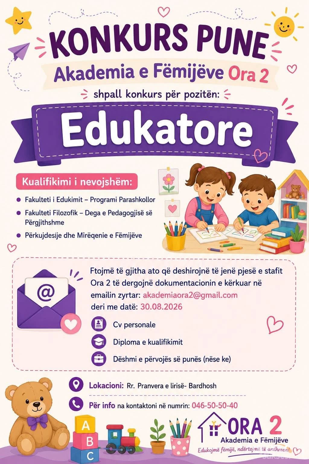 Ofroj punë për EDUKATORE — fotografia 1