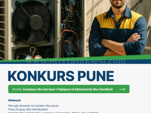   Ofroj pune-Instaluesi dhe Serviseri të Pajisjeve të Klimatizimit dhe Ventilimit