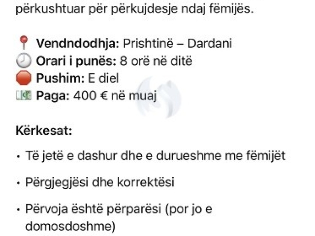 Ofroj pune-Kujdestare per femi